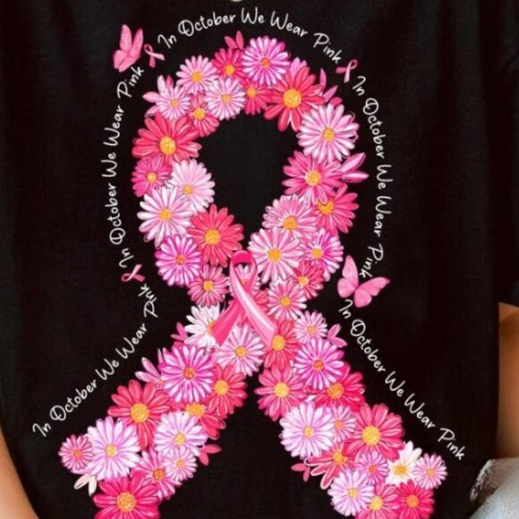 Coquette Daisy Floral Breast Cancer Tee - Picture 2 of 4